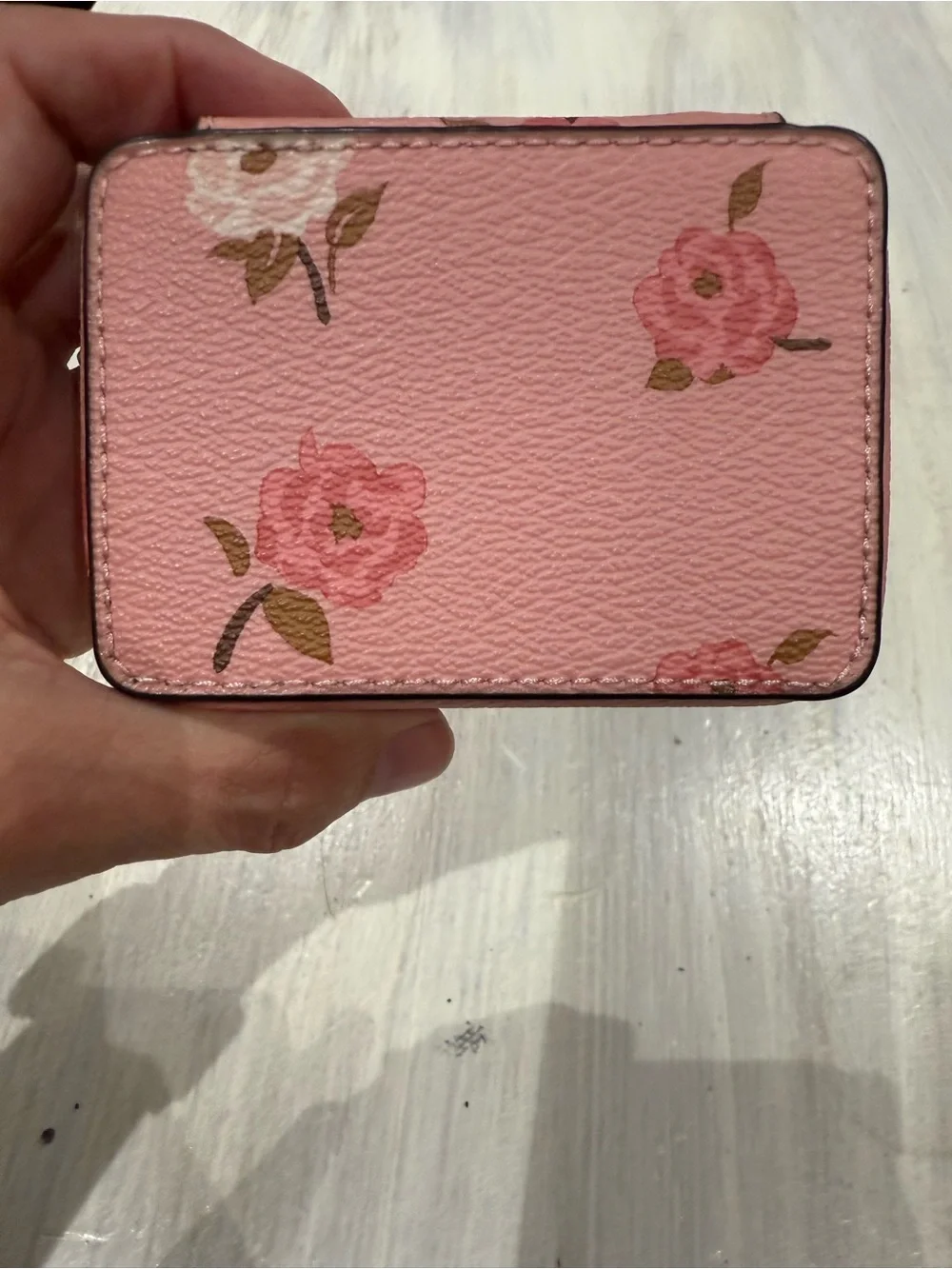 COACH Pink Floral Leather Zip Pill Case - Picture 8 of 9